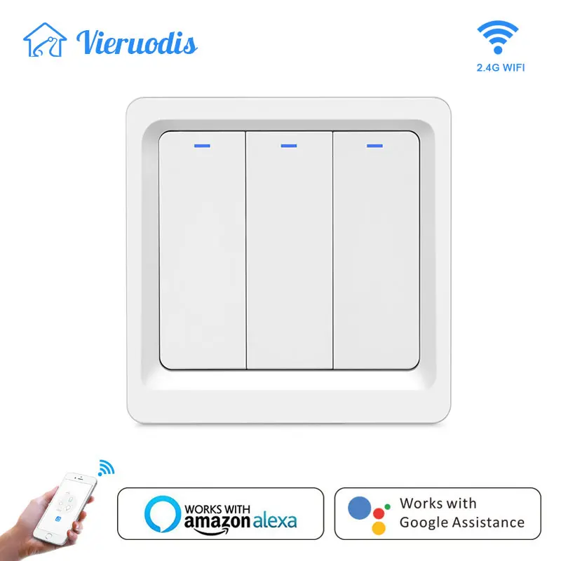 

3 Gang 1 Way WiFi Wall Light Touch Push Button Switch for Google Home Amazon Alexa Voice Control Smart EU/UK Tuya Smart Life hot