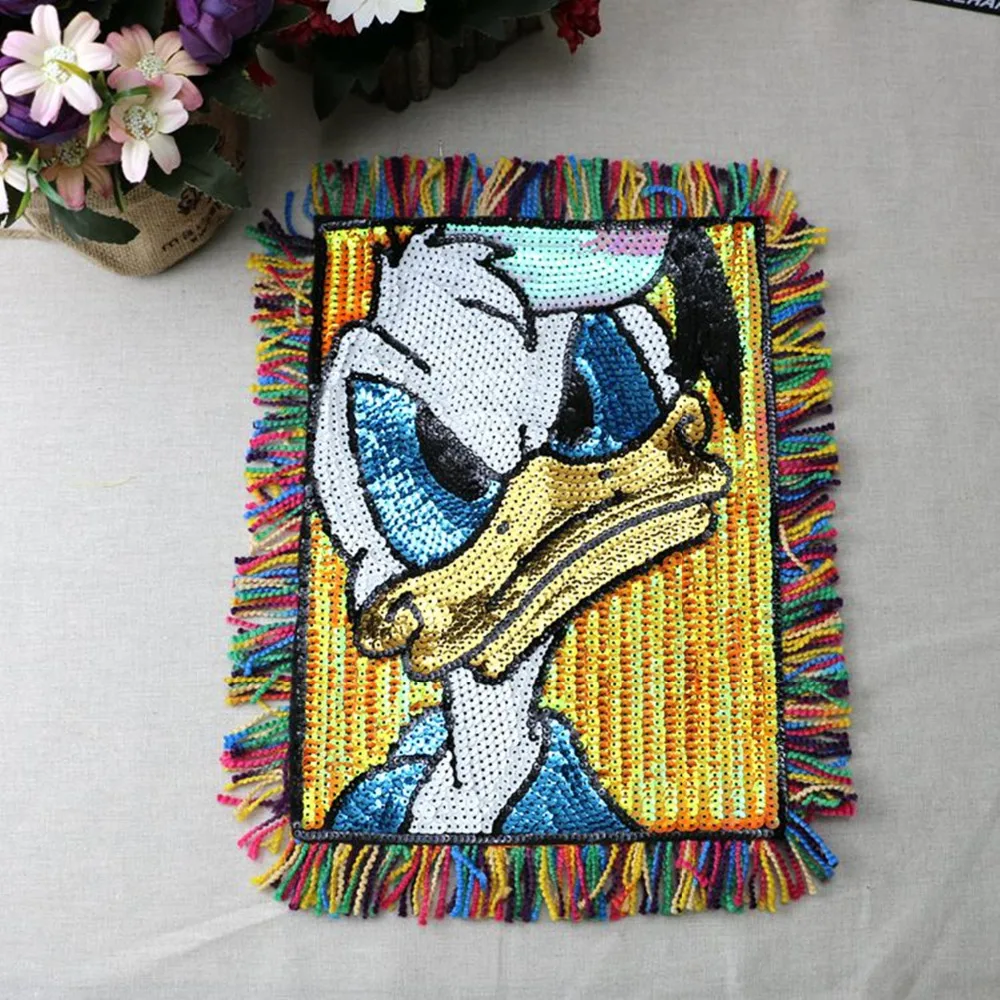 

Sew on Clothing Patches Tang old Duck Fashion Embroidery Sequins Tassel Badges Apparel Garment Bags T-shirt DIY