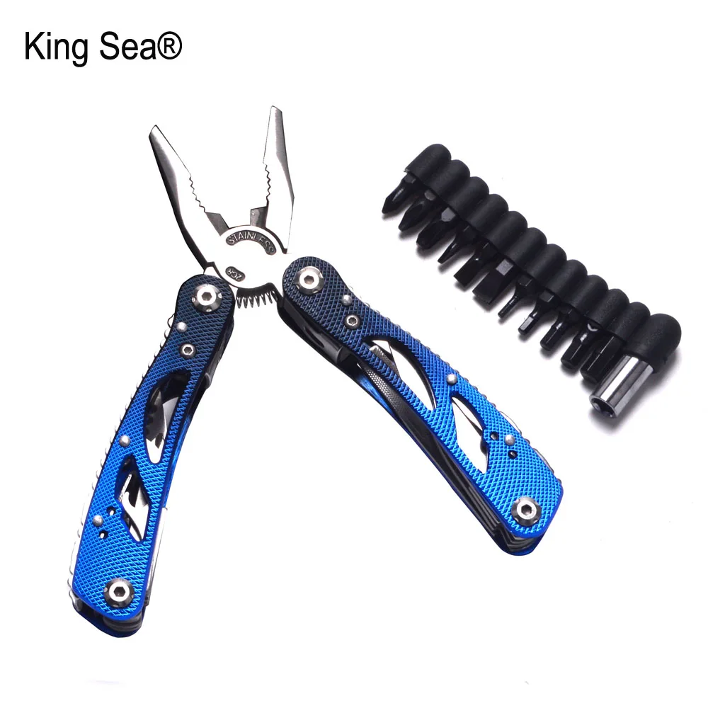 

King Sea Multi functional Combination Plier Gradien handle Exchangeable Blade cutter tools Folding EDC 2 colors Hand tool knife