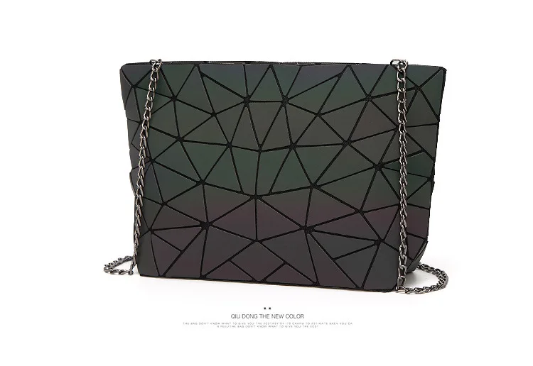 ZYJ Female Laser Luminous Plaid Bags Diamond Chains Rainbow Shoulder Make Up Bag Handbag Deformable Lattice Evening Clutch Bag (13)