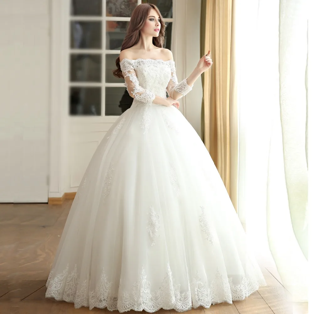 Sleeve Muslim Wedding Dress 2018 Princess Bride Simple Bridal Gown Sleeve Muslim Wedding Dress 2018 Princess Bride Simple Bridal Gown Real Photo Long Weding Weeding Vestido De Noiva In Dresses From