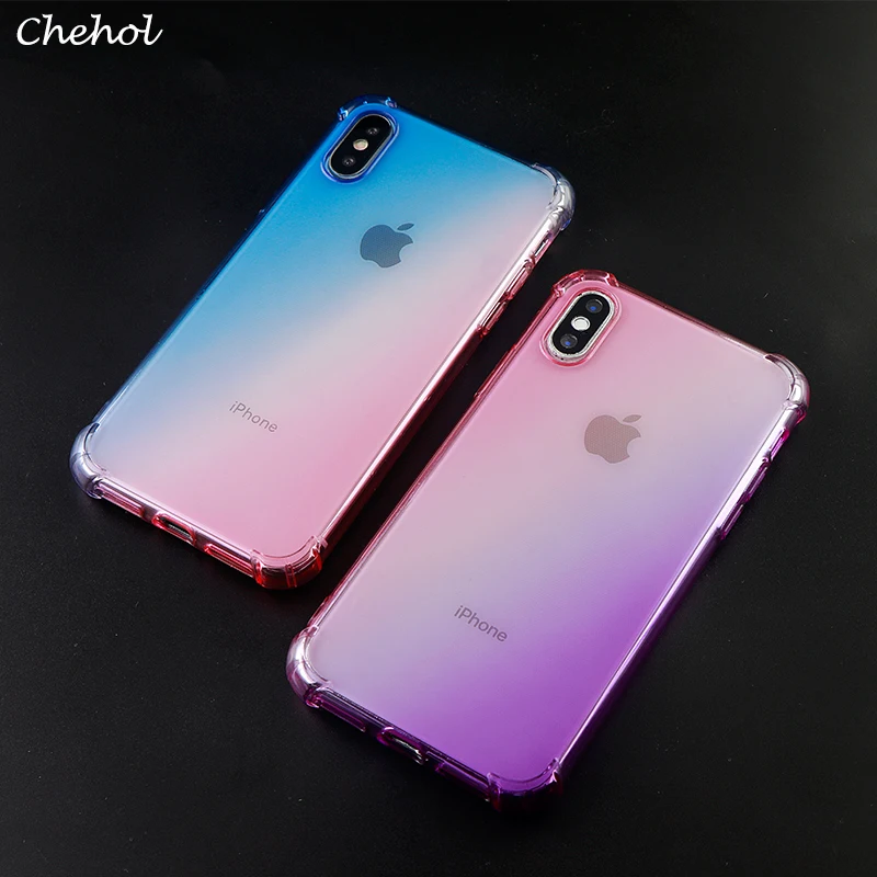 Phone Cases for IPhone 6 s 7 8 Plus X XS MAX XR Case Anti-knock Gradient Soft Silicone Fitted Mobile Covers Accessories | Мобильные