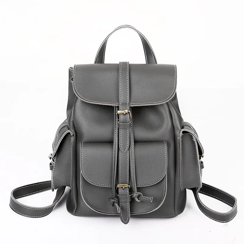 Винтажный женский рюкзак на шнурке, высокое качество, из искусственной кожи, рюкзаки Sac a Dos, черный,, сумка на плечо, женские школьные сумки XA1179H - Цвет: Grey