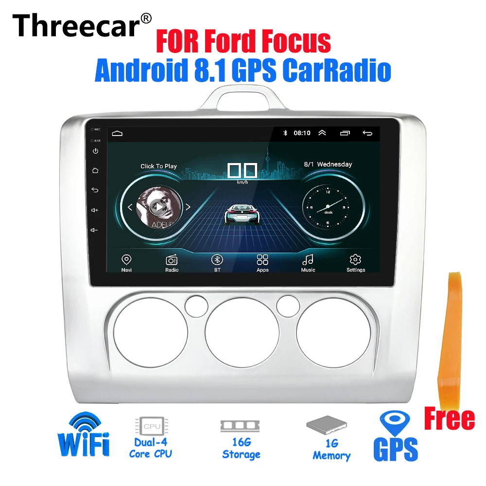 

Threecar 9 inch 2din Android 8.1 Car Radio for 2005-2011 Ford Focus Autoradio GPS Navigation Bluetooth Stereo Multimedia player