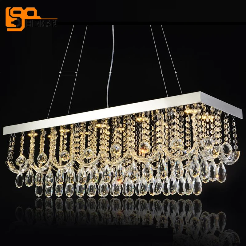 

new design crystal pendant chandelier lighting modern rectangle hanglampen lustre dinning room living room light fixtures