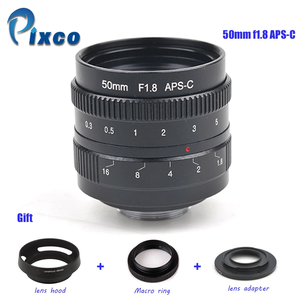 ADPLO APS-C 50 мм f/1,8 объектив+ 3 в подарок для Nikon 1/MICRO 4/3 Pentax Q Nex Fuji для canon EOS M камера M10 M3 M2 M X-T2 X-Pro2