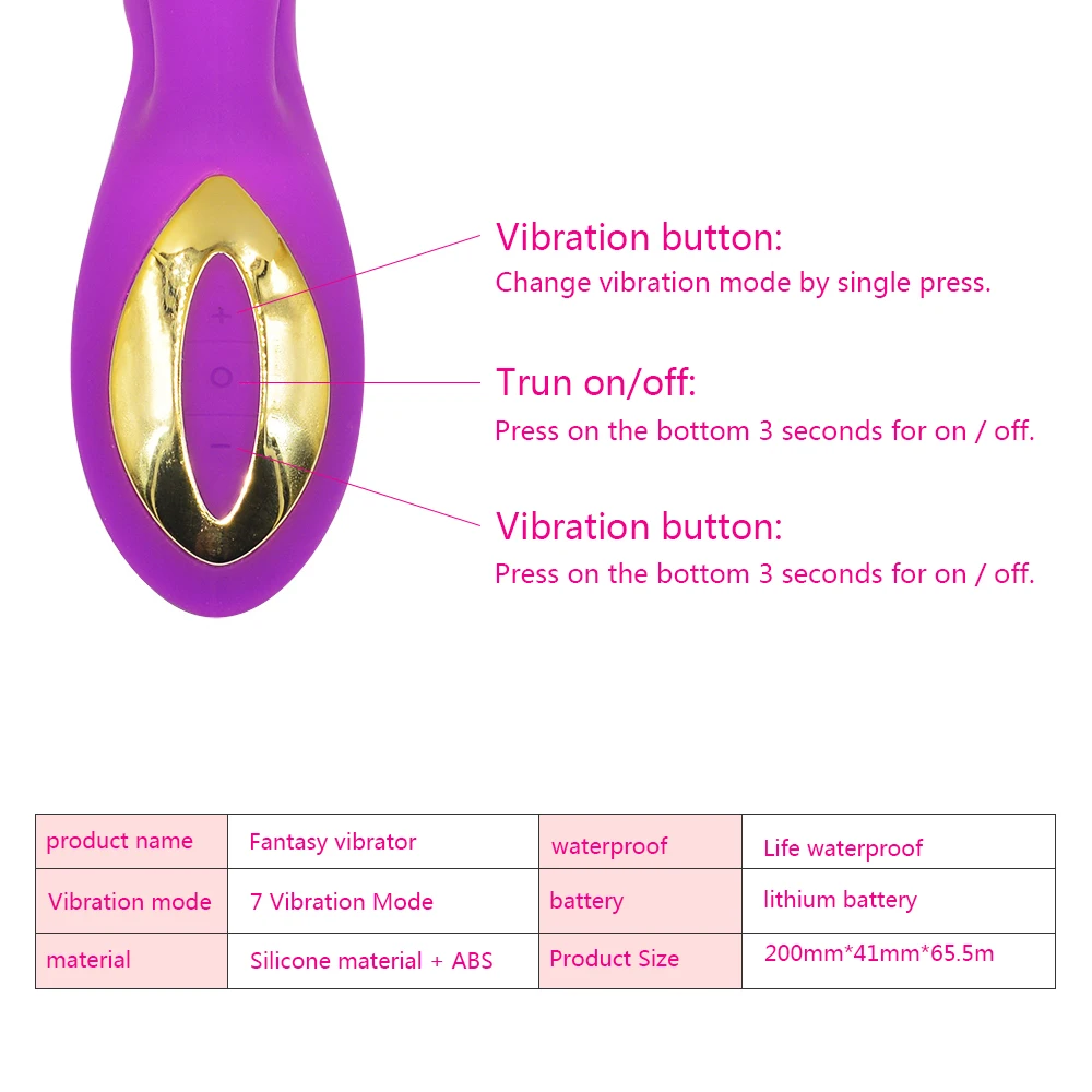 USB Rechargeable Silicone 10 Frequency G Spot Dildo Rabbit Vibrator, Clitoris Dual Vibration Adult Sex Toy for Women