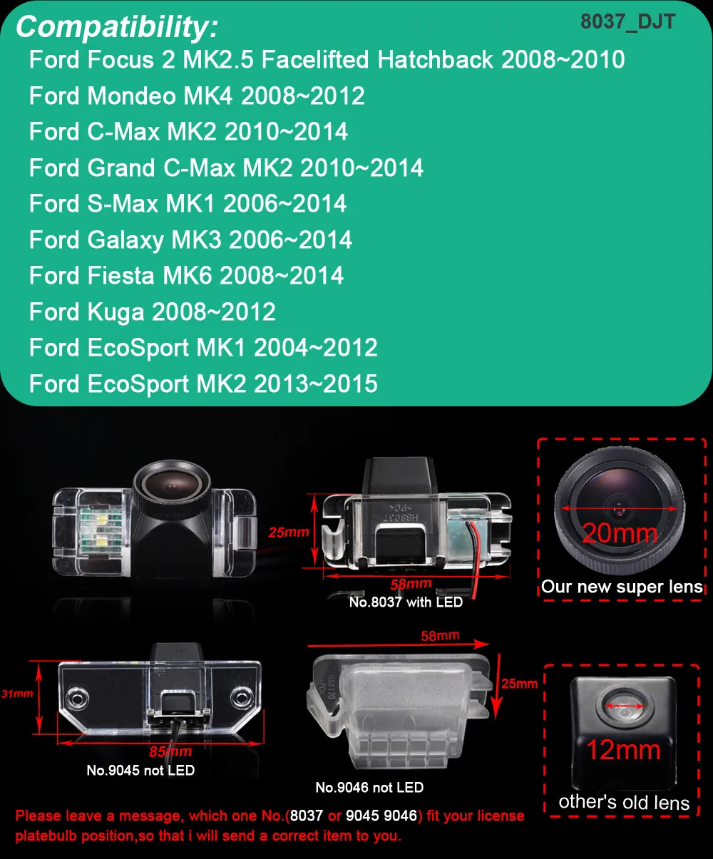 Камера 170 градусов парковочная камера заднего хода автомобиля для ford Mondeo Focus Fiesta S-Max Kuga Everest