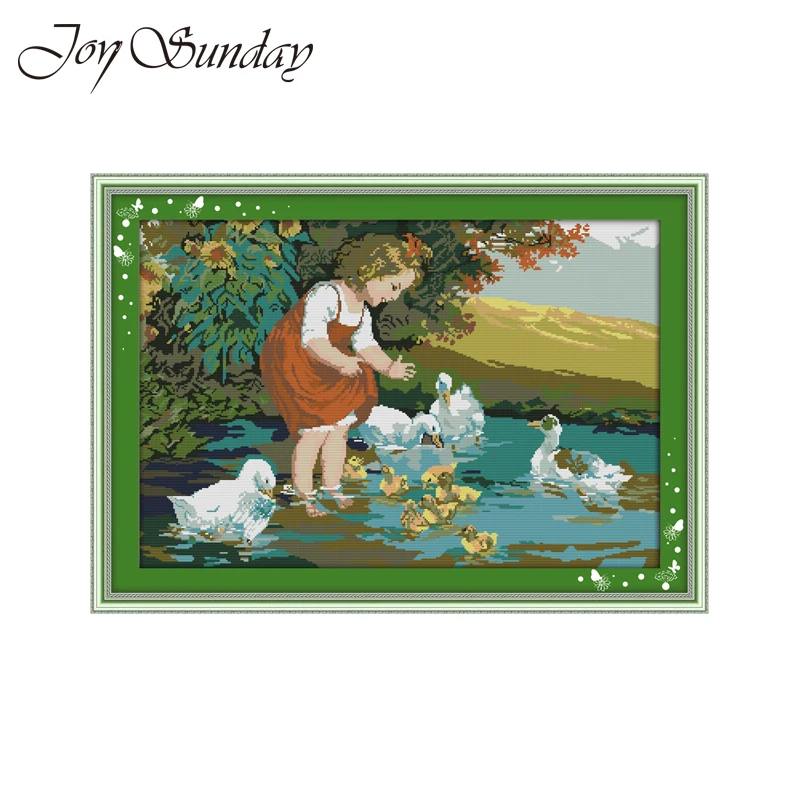 Counted Cross Stitch Printed Canvas Little Girl Patterns 11CT 14CT Aida