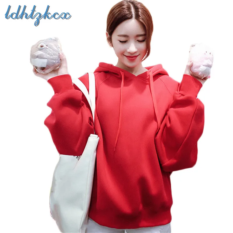 

Hoodie Women Plus Size Long Sleeve Pullover Hooded Hoodies 218 Autumn Winter New Korean Sweet Loose Plus Velvet Sweatshirt CX571