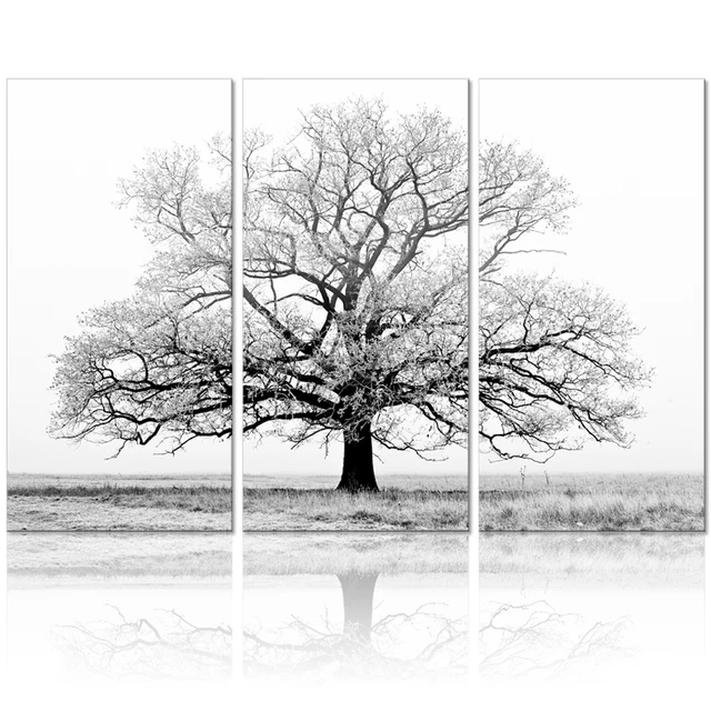 black and white tree