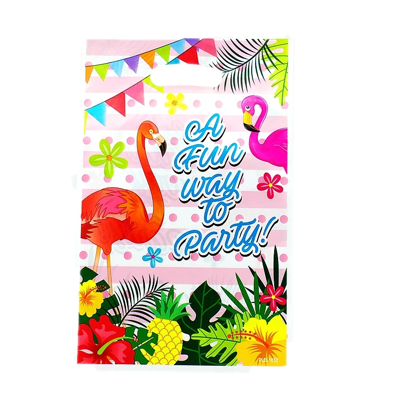 

10PCS Flamingo Flower grass plant Gift Bags baby shower Kids Birthday Party Wedding Decoration bags Candy Loot Bag Plastic tote