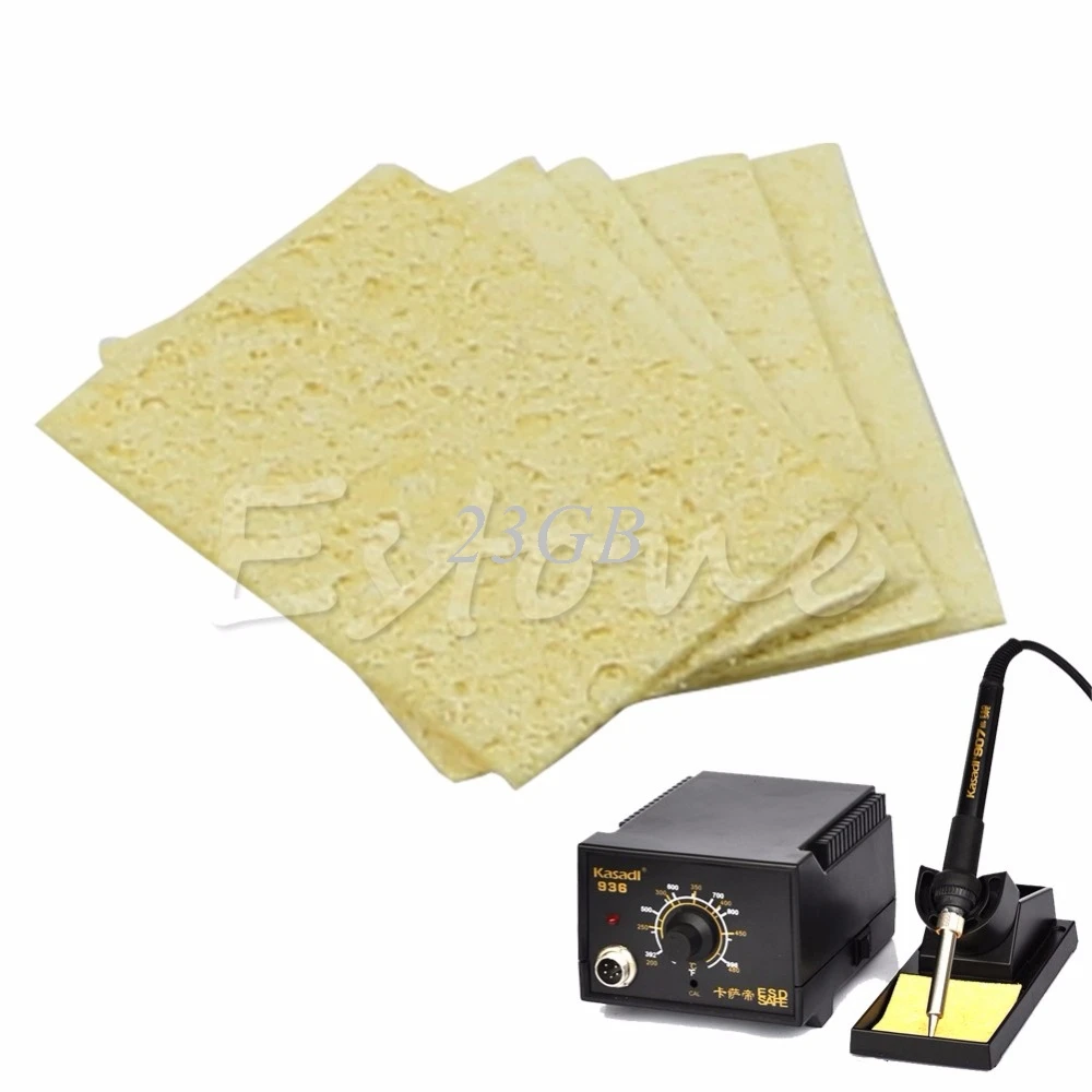 

2017 NEW Soldering Iron Solder Tip Welding Cleaning Sponge Pads Yellow 5PCS/SET APR17_17