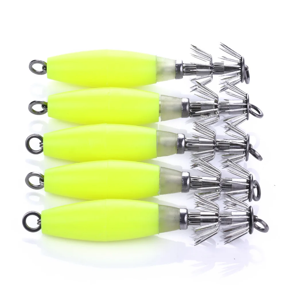 

19New 5pcs Luminous Vivid Lifelike Simulation Squid Hook Fishing Tackle Lures Squid Jig Lures with Hook 10cm 15g Fishing Tackle