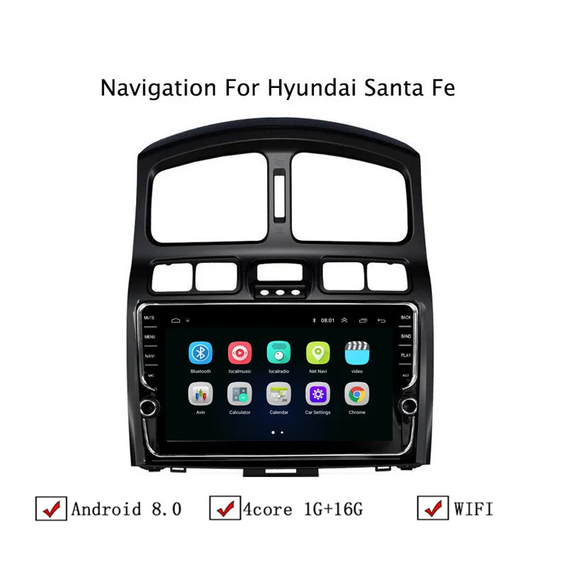 Sale NAVITOPIA 9inch Car Multimedia Player Andriod 8.1 GPS Navigation For Hyundai Santa Fe 2006 2007-2015 Autoradio WiFi USB FM AM 2