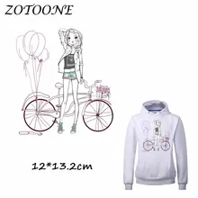 ZOTOONE Iron Patch for Clothing Beautiful Girl Bike Patch Beaded Applique Clothes T Shirt Heat Transfer DIY Accessory Decoration
