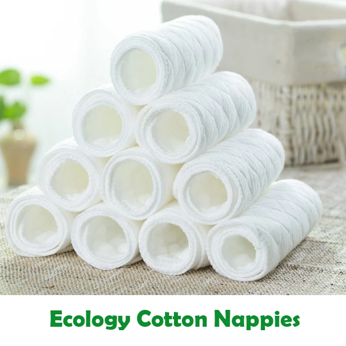 

10PCS Ecology Cotton Reusable Nappies Baby Cloth Diaper 6-Layers Strong Absorbent Cloth Diaper Inserts
