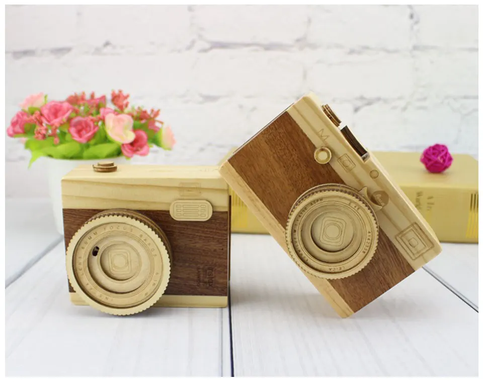 Wooden Clockwork Music Box Camera Module Christmas Ornaments Mechanism Castle In The SkySwan Lake Music Box Creative Gift Ideas (1)
