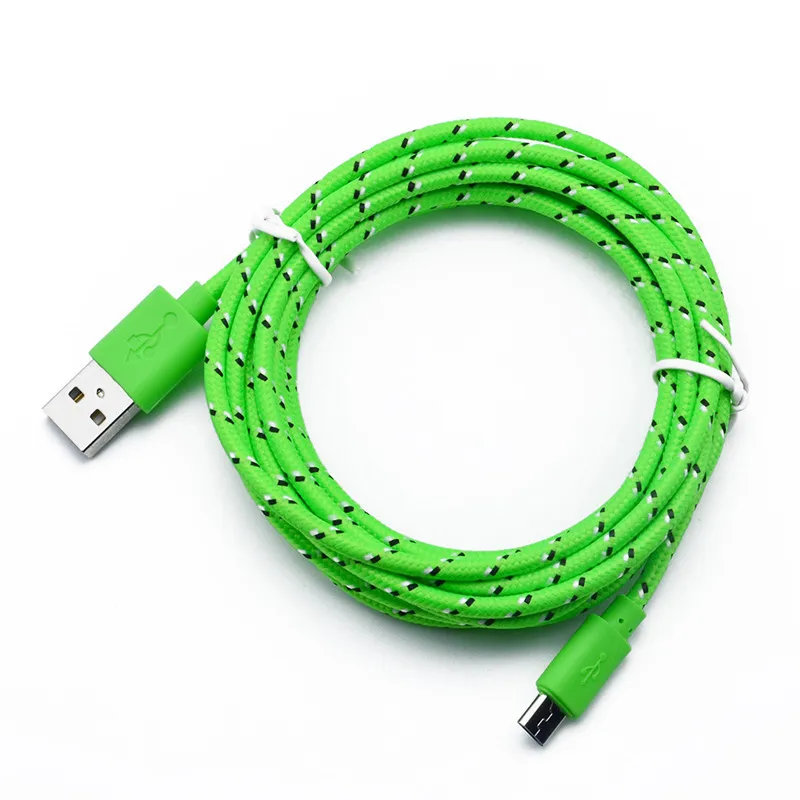 Nylon Micro USB Cable 2A Fast Charging Charger Microusb Cable For Samsung Xiaomi Tablet Android Mobile Phone Wire Cord 1m 2m 3m - Цвет: Зеленый