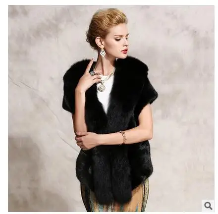 

2019 Brand New Womens Faux Mink Fur Shawl Vest Casual Luxurious Man-Made Winter And Autumn Cape Shawls Waistcoats S/4Xl K133