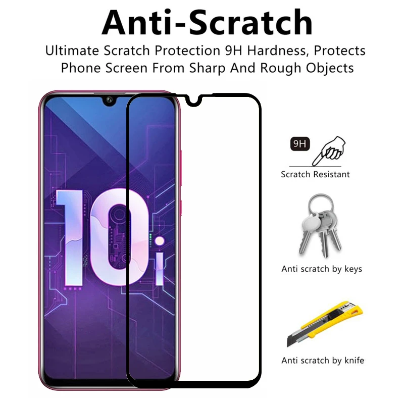 2 шт 3D закаленное стекло на 10i Honor 10i защита экрана полное покрытие Защитное стекло для huawei Honor Honer 10i 6," HRY-LX1T