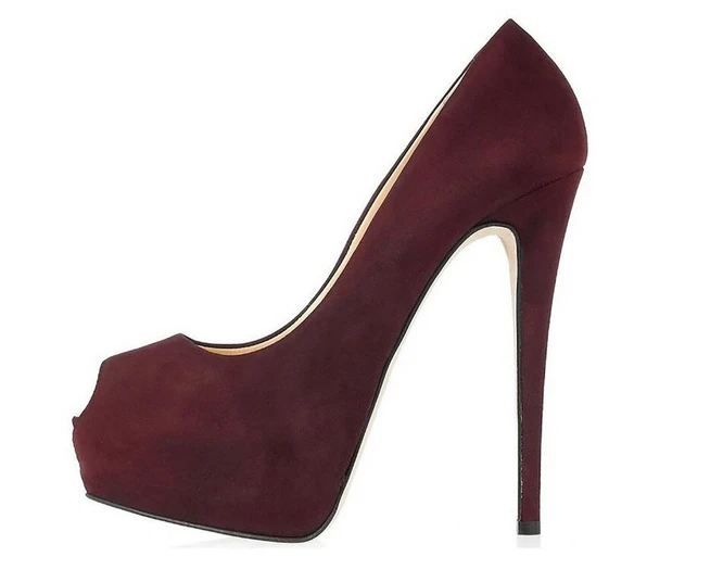 Оригинальные модные женские туфли-лодочки; элегантные туфли-лодочки на платформе и тонком каблуке; цвет черный, винный, красный, синий; женская обувь; большие размеры 4-15 - Цвет: WP0863 Wine Red