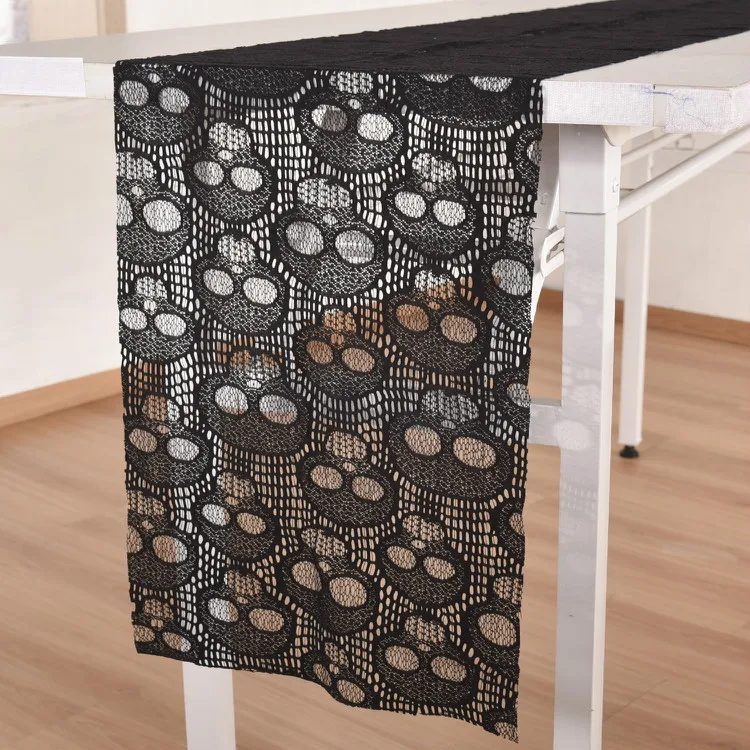 

Halloween Rectangle Black Lace Skull Skeleton Bone Table Cover Runner Tablecloth Scarf Home Decor for Party Decor