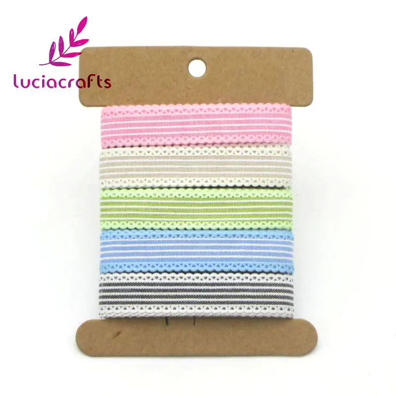 

Lucia Crafts 5y 12mm Multi color option stripe Printed Grosgrain Ribbon DIY Hair Wedding Party Wrapping Accessories P08C2G02A