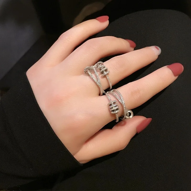 

Rongho Korea Geometric Hollow Rings for Women Crystal Triple Circles Spring Ring Fashion Femme ring Charms Jewelry 2019