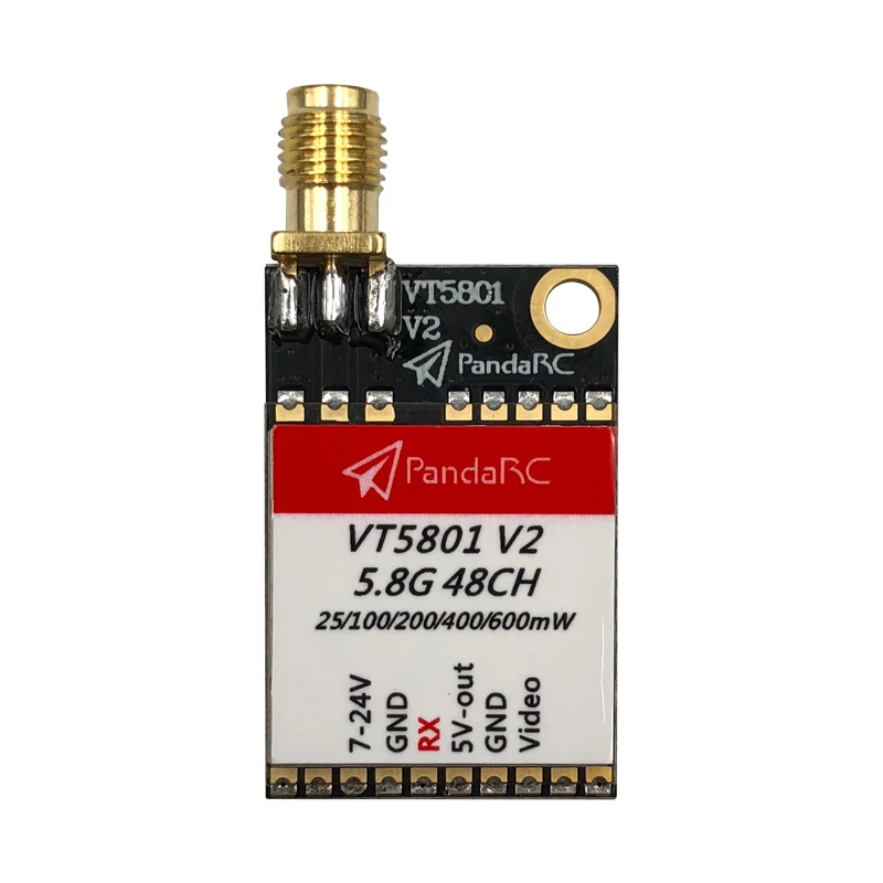 PandaRC VT5801 V2 VT5805 FPV видеопередатчик 5,8G 48CH 25/100/200/400/600 мВт переключаемый OSD Регулируемый SMA MMCX VTX