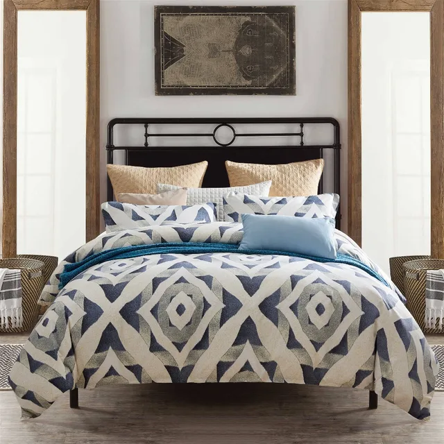 Buy Geometric Pattern Duvet Cover Set Chic Blue Print