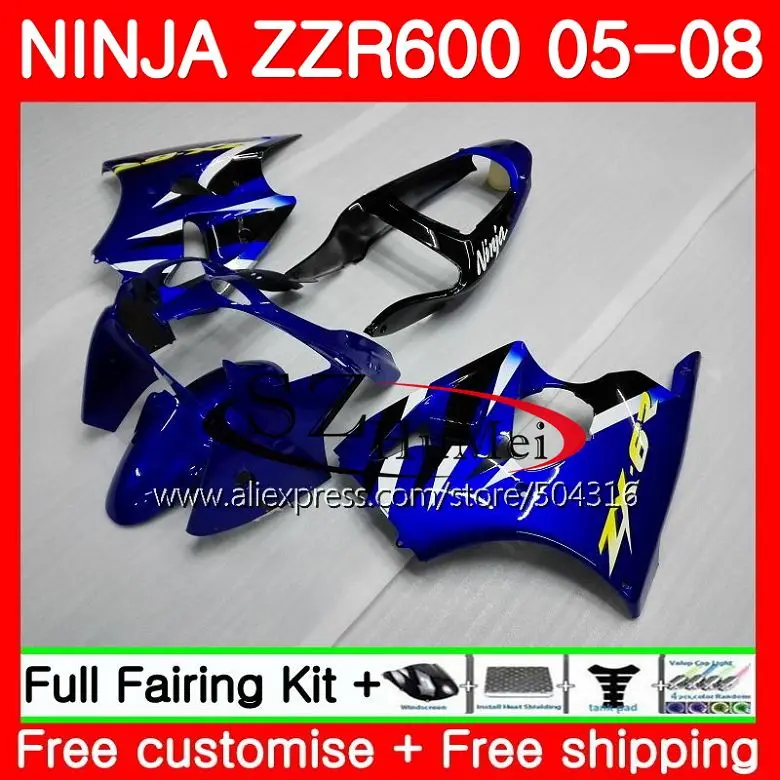 

Bodywork For KAWASAKI NINJA ZZR-600 ZX 600CC ZX600CC Glossy blue 14SH9 ZZR 600 05 06 07 08 ZZR600 2005 2006 2007 2008 Fairings