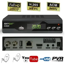 Skysat Dual Dish Twin Tuner H.265 AVC MPEG-4 Digital Satellite Receiver ACM Support IKS SKS ACM/VCM/CCM IPTV VOD with LAN Wifi