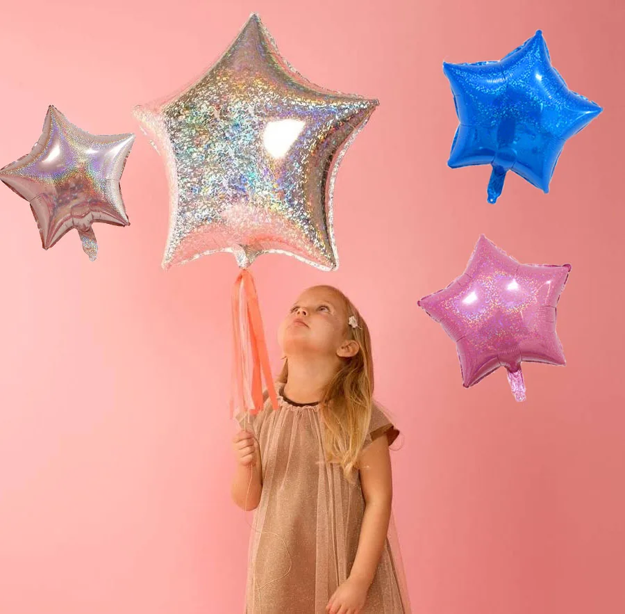 

5pcs 18inch Laser Metallic Star Foil Balloons Wedding Bridal Baby Shower Birthday Party Decor Helium Inflatable Globos kids toy