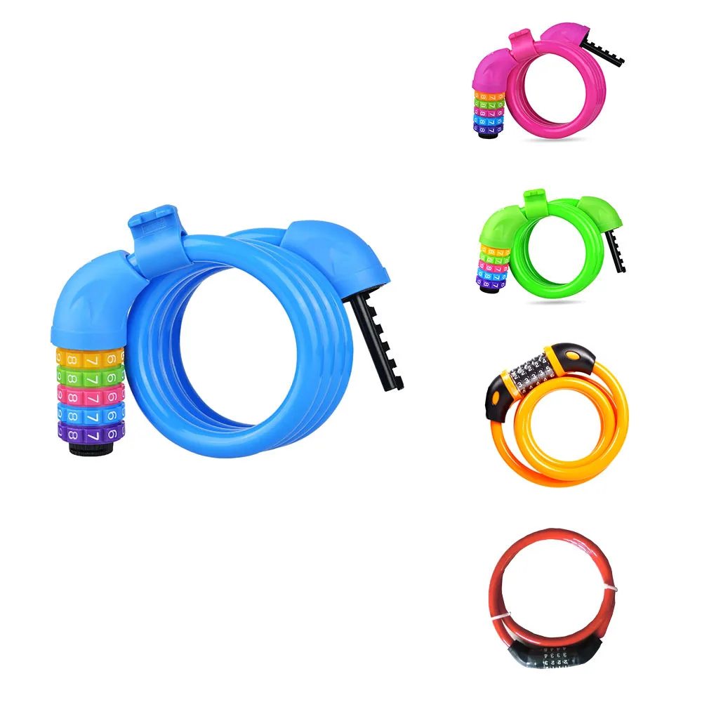 Bicycle 5 Letters Code Lock Combination Coiled Bike Cable Lock Cycling