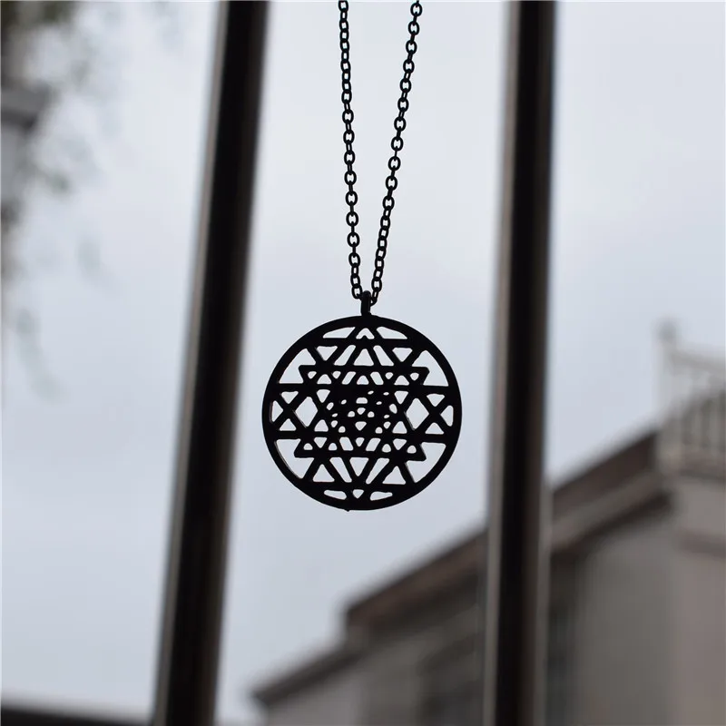 

4 Colors New Sri Yantra pendant Silver Color necklaces & pendants for women flower of life Molecule Necklace Graducation Gift