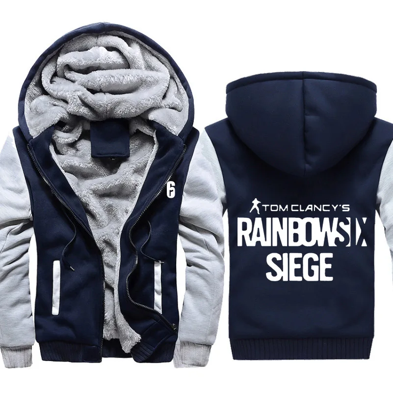 Rainbow Six Siege Camoflauge Hoodie Zip up Jacket Coat Winter Warm Blue or White