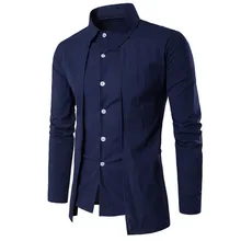 Новая весенняя однотонная мужская рубашка с длинным рукавом для свадьбы, повседневная мужская рубашка, приталенная Мужская рубашка из 2 частей