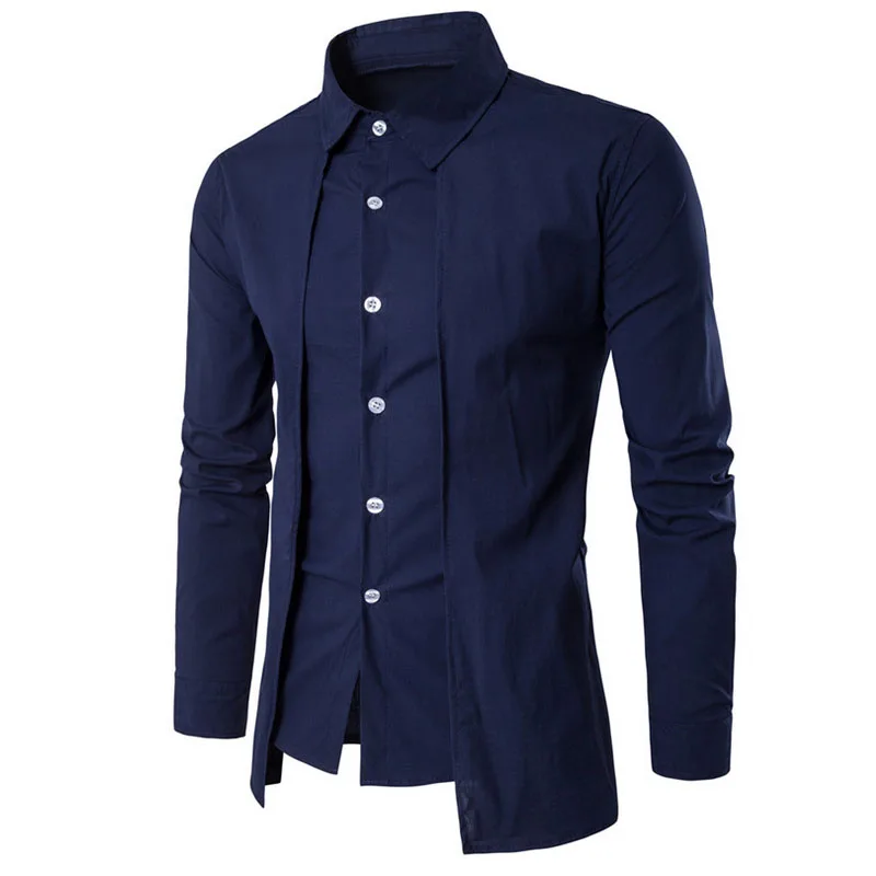 

2018 Spring Camisa Masculina Slim Fashion Men Shirt Long Sleeve Wedding Casual Solid Male Slim Fit Shirts Plus Size 2X 2B0350