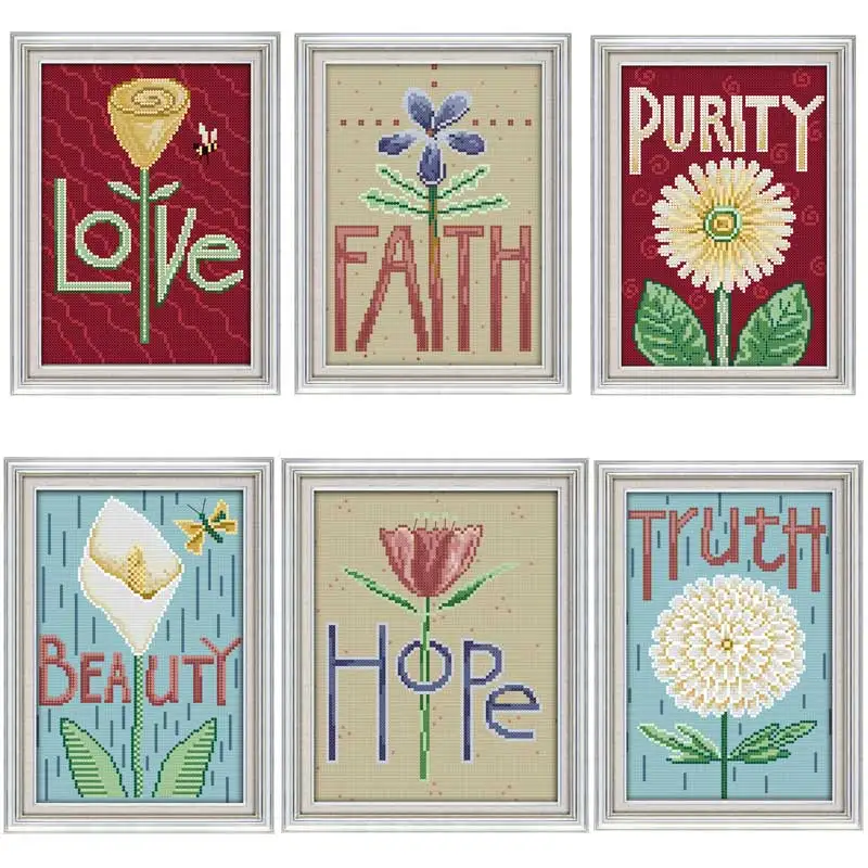 Buy Love Faith Purity Beauty Hope Truth Cross Stitch 11CT 14CT Cross Stitch Set