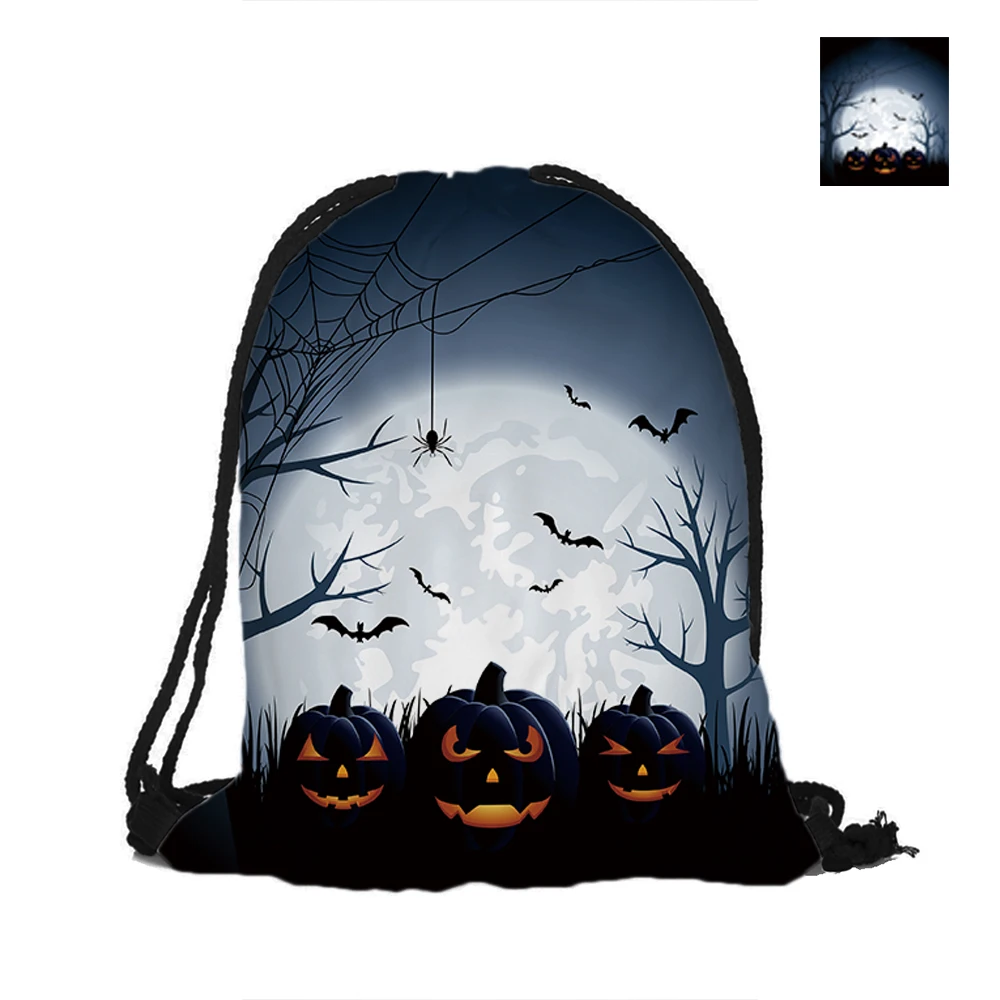 Рюкзак на шнурке Full Moon Night для Хэллоуина модные Полиэстеровые сумки покупок день