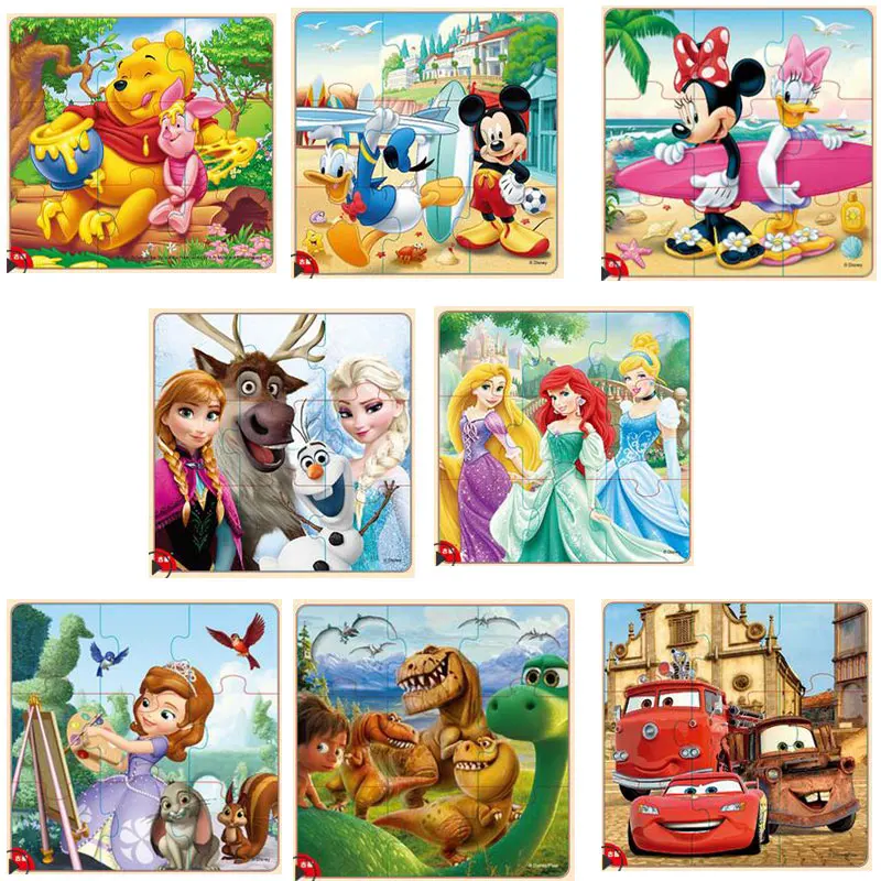 

Disney Frozen Mickey Minnie Mouse Printed Puzzle Learning Education Interesting Wooden Toys For Children Kids Gift Brinquedos