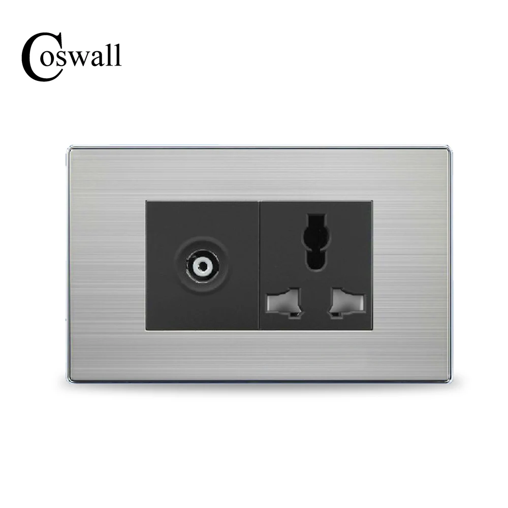 COSWALL Luxury 3 Hole Universal Power Socket With TV Wall Outlet