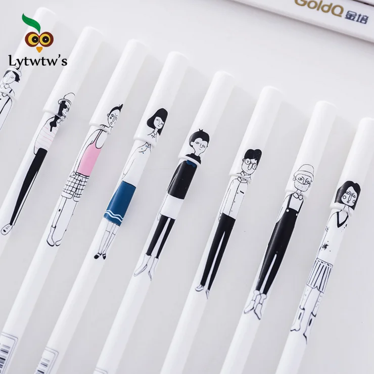 

1 Piece Lytwtw's Stationery Kawaii Cute Creative hand painted Characters Pen Handles School Supplies Office Gel Pens novel