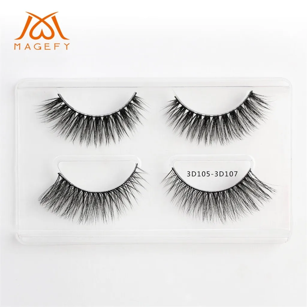 

MAG 2 Pairs Of 3D Mink Fur With Soft Long Curly And Warped Many Layer Eyelashes Natural Curling Thick L525