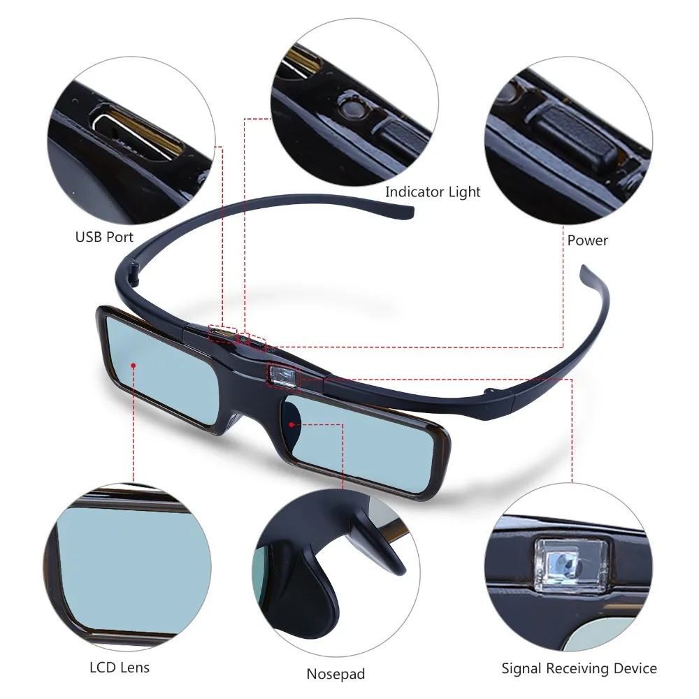 Черные и синие цвета Hindotech MX30-DLP активные очки затвора для LG для acer DLP-LINK DLP соединение 3D