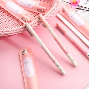 

Korean young girl cherry blossom neutral pen 0.5mm full needle tube black water-based signature pen for students
