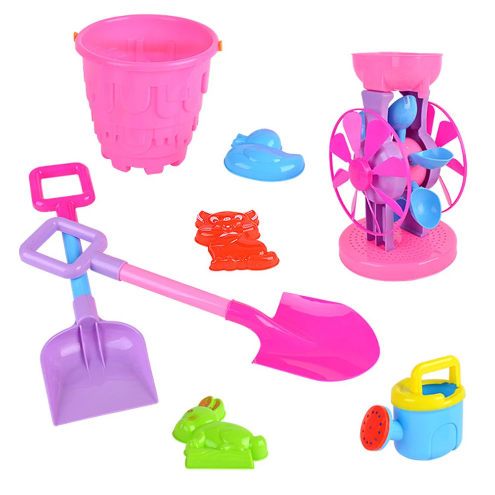  8pcs Baby Plastic Shovel Bucket Shovels Rake Hourglass Bucket Beach Toy Set Children Outdoor Beach 