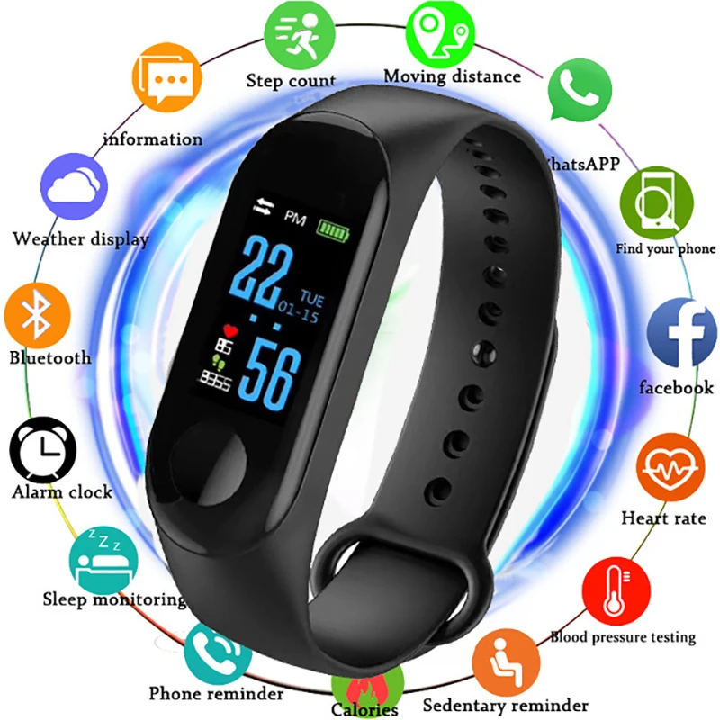 

Smart Bracelet Wristwatch Wristband Watch Men IP67 Waterproof Sport Pedometer Fitness tracker LED Touch Screen Digital Clock+BOX