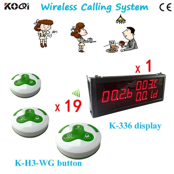 K-336+H3-WG 1+19 Wireless Waiter Call System Restaurant